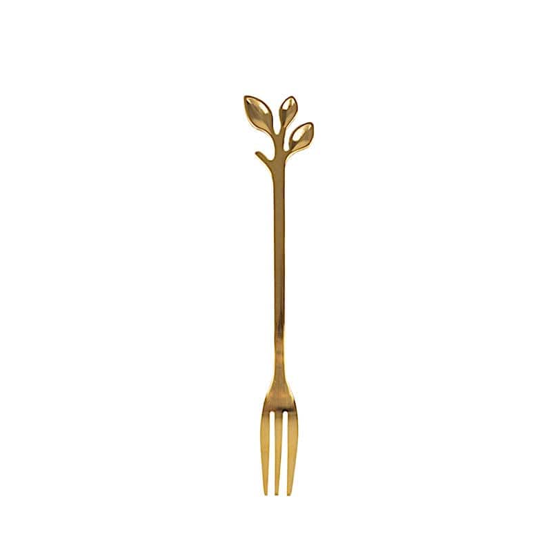 4 Metal Appetizer Dessert Forks with Leaf Handles - Gold FAV_GF_FK_001_GOLD