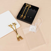 4 Metal Appetizer Dessert Forks with Leaf Handles - Gold FAV_GF_FK_001_GOLD
