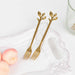 4 Metal Appetizer Dessert Forks with Leaf Handles - Gold FAV_GF_FK_001_GOLD