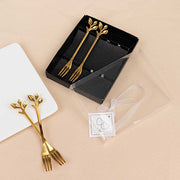 4 Metal Appetizer Dessert Forks with Leaf Handles - Gold FAV_GF_FK_001_GOLD