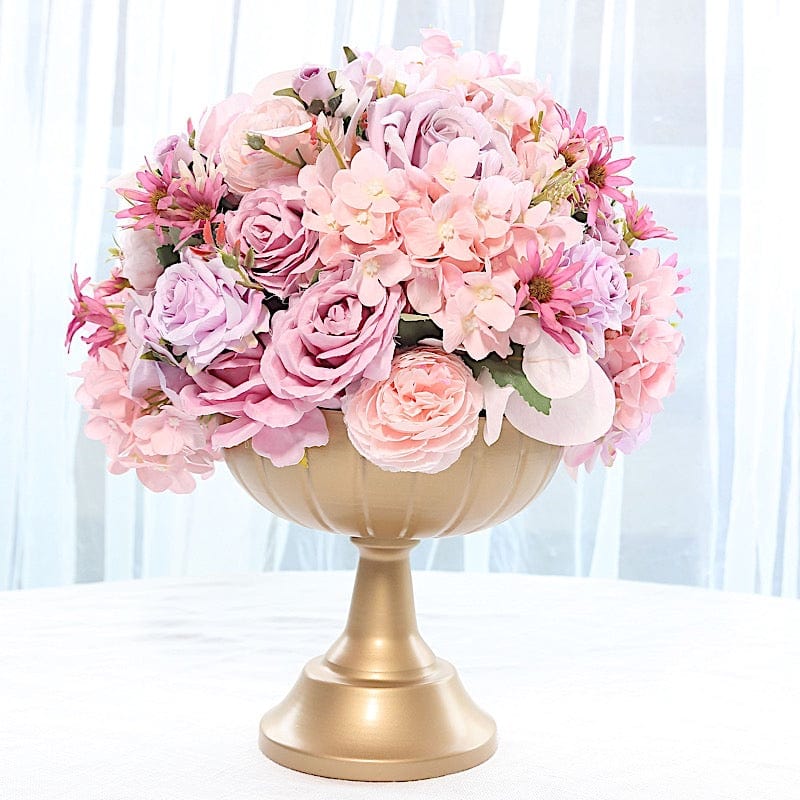 4 Metal Compote Pedestal Bowl Flower Vases in Grecian Urn Style - Gold VASE_PB009_MET_9_GOLD