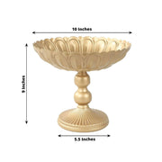 4 Metal Compote Pedestal Bowl Flower Vases in Vintage Floral Pattern - Gold VASE_PB010_MET_10_GOLD