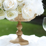 4 Metal Compote Pedestal Bowl Flower Vases in Vintage Floral Pattern - Gold VASE_PB010_MET_10_GOLD