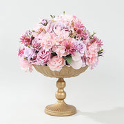 4 Metal Compote Pedestal Bowl Flower Vases in Vintage Floral Pattern - Gold VASE_PB010_MET_10_GOLD