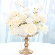 4 Metal Compote Pedestal Bowl Flower Vases in Vintage Floral Pattern - Gold VASE_PB010_MET_10_GOLD