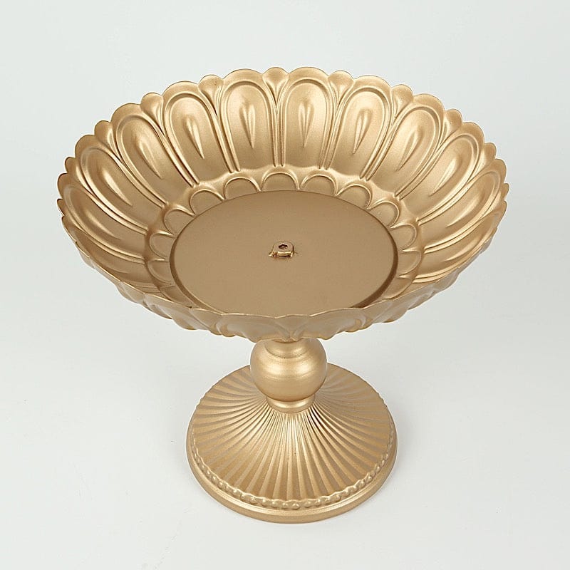 4 Metal Compote Pedestal Bowl Flower Vases in Vintage Floral Pattern - Gold VASE_PB010_MET_10_GOLD