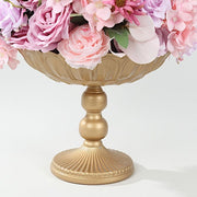 4 Metal Compote Pedestal Bowl Flower Vases in Vintage Floral Pattern - Gold VASE_PB010_MET_10_GOLD