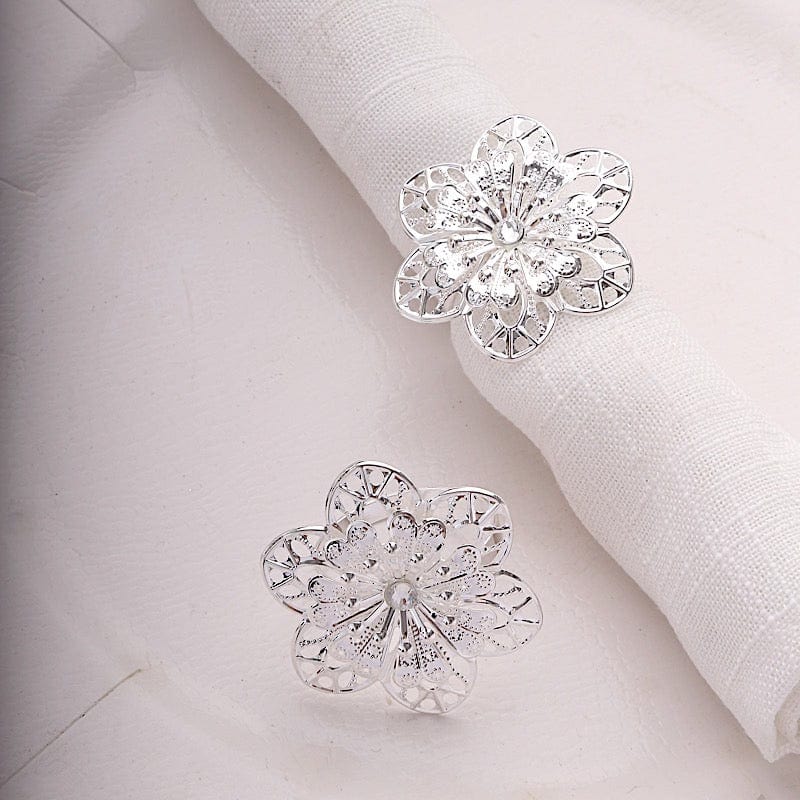 4 Metal Hollow Sun Flower Napkin Rings