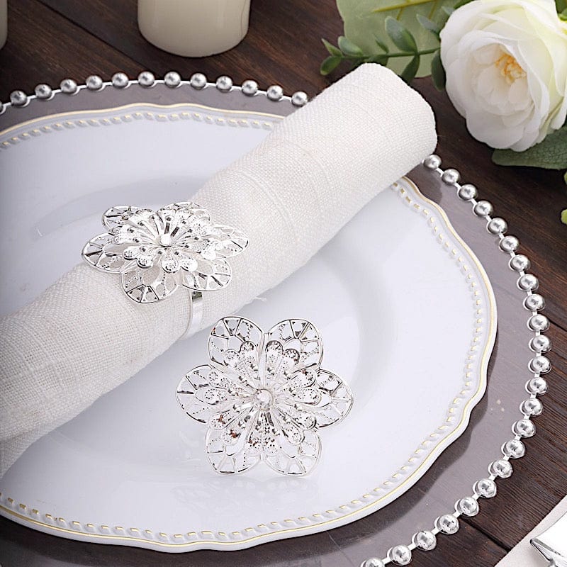 4 Metal Hollow Sun Flower Napkin Rings