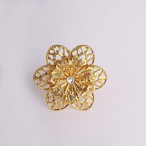 4 Metal Hollow Sun Flower Napkin Rings NAP_RING45_GOLD