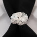 4 Metal Jasmine Flower Napkin Rings with Pearl Center