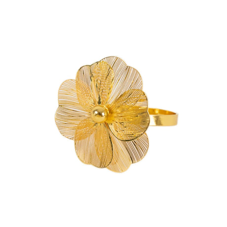 4 Metal Jasmine Flower Napkin Rings with Pearl Center NAP_RING_MET004_GOLD