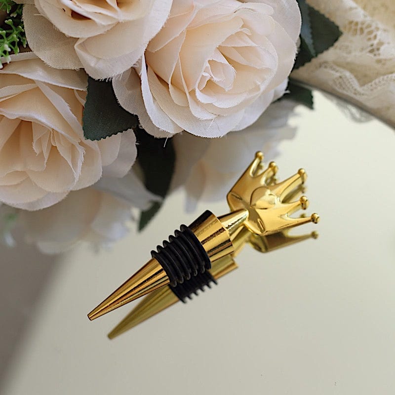 4" Metal Princess Crown Bottle Stopper with Gift Box - Gold and Clear STOP_CROWN01_GOLD