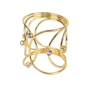4 Metal Rhinestone Napkin Rings with Hollow Woven Style NAP_RING42_GOLD