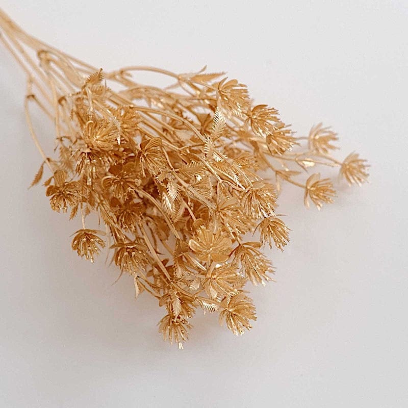 4 Metallic Artificial Baby's Breath Flower Bouquet - Gold ARTI_METLIC28_GOLD