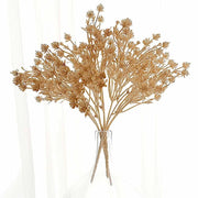 4 Metallic Artificial Baby's Breath Flower Bouquet - Gold ARTI_METLIC28_GOLD