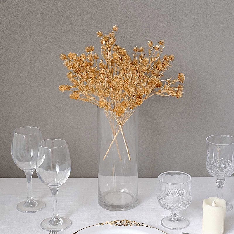 4 Metallic Artificial Baby's Breath Flower Bouquet - Gold ARTI_METLIC28_GOLD