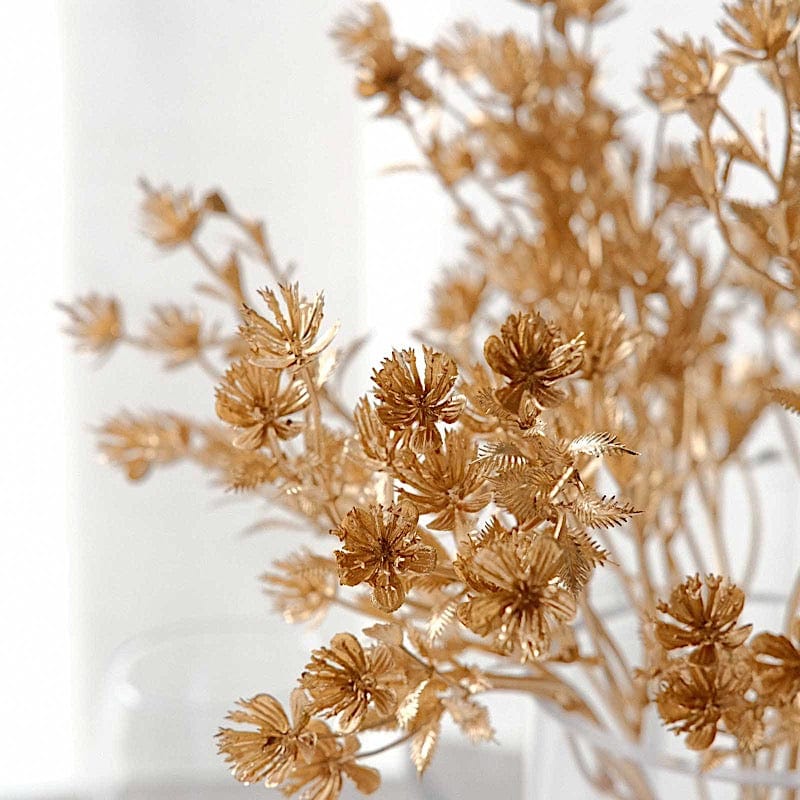 4 Metallic Artificial Baby's Breath Flower Bouquet - Gold ARTI_METLIC28_GOLD