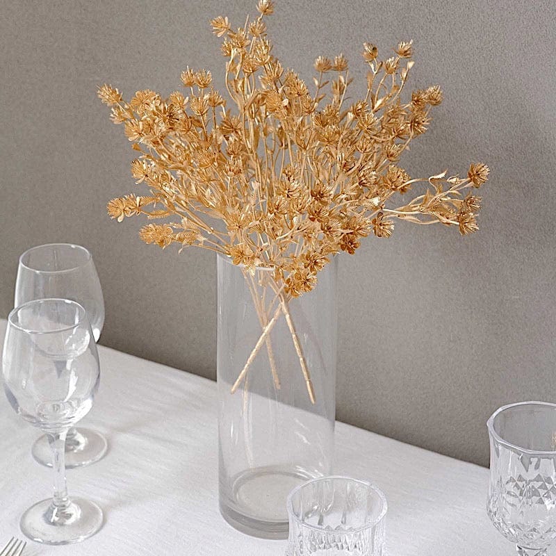 4 Metallic Artificial Baby's Breath Flower Bouquet - Gold ARTI_METLIC28_GOLD