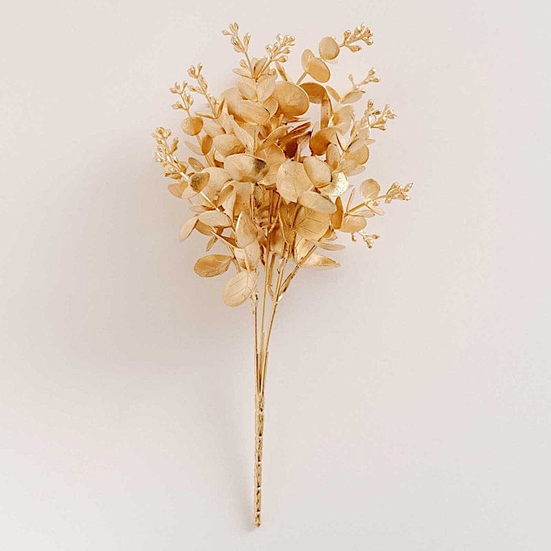 4 Metallic Artificial Eucalyptus Leaves Bushes - Gold ARTI_METLIC29_GOLD