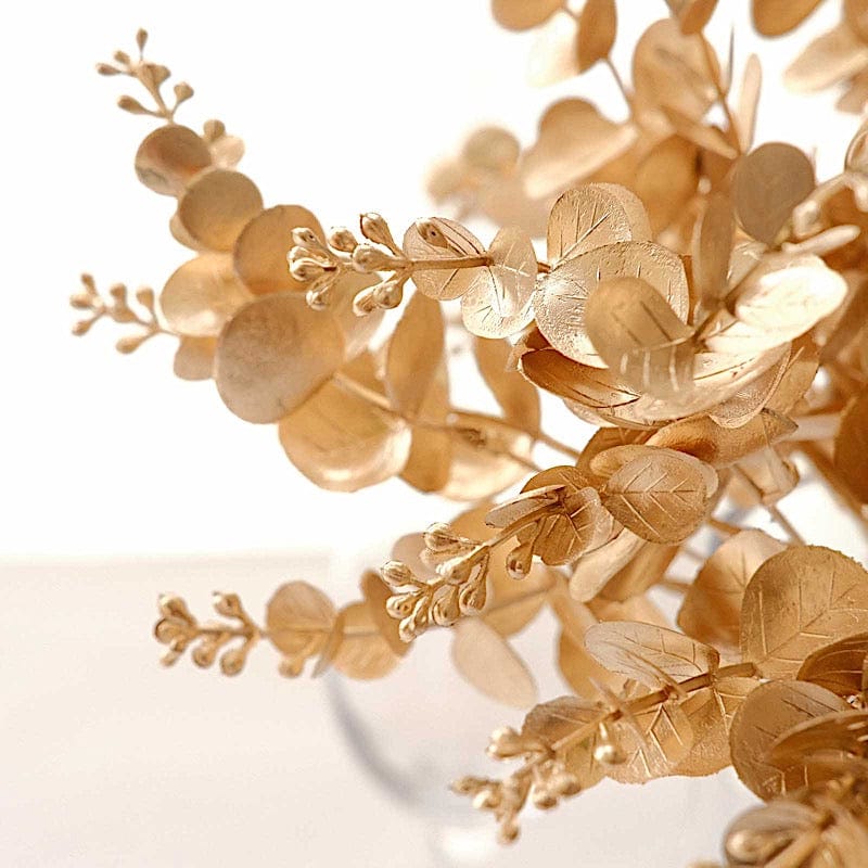 4 Metallic Artificial Eucalyptus Leaves Bushes - Gold ARTI_METLIC29_GOLD