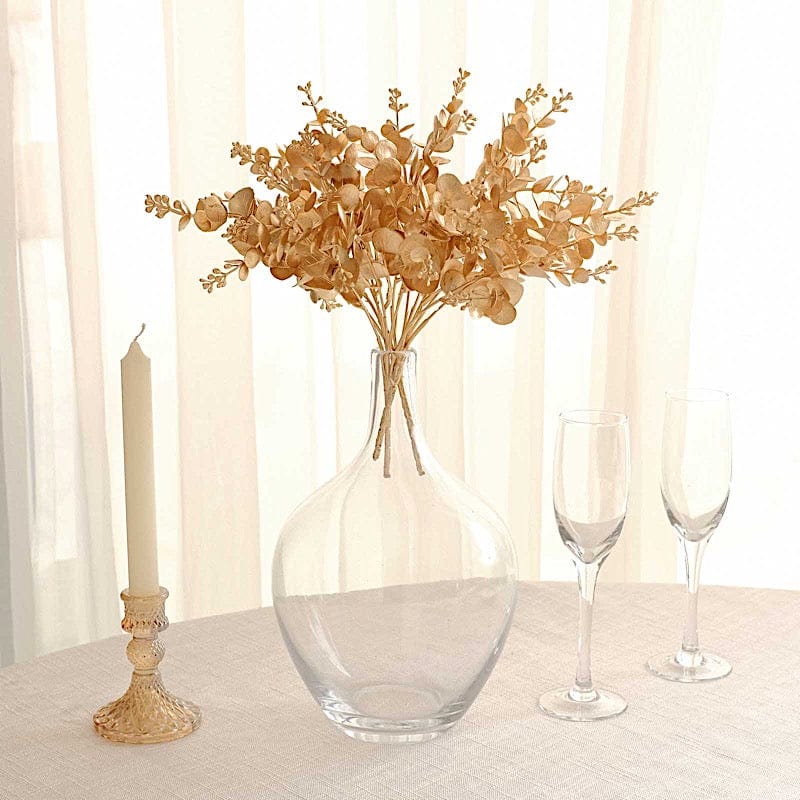 4 Metallic Artificial Eucalyptus Leaves Bushes - Gold ARTI_METLIC29_GOLD