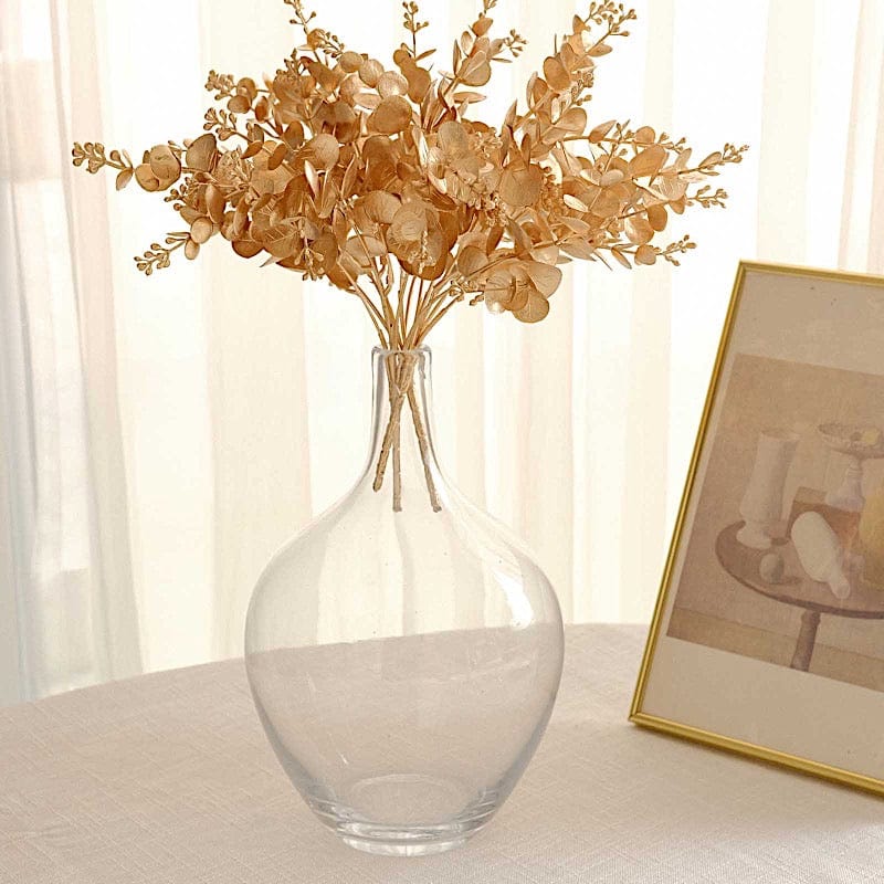 4 Metallic Artificial Eucalyptus Leaves Bushes - Gold ARTI_METLIC29_GOLD