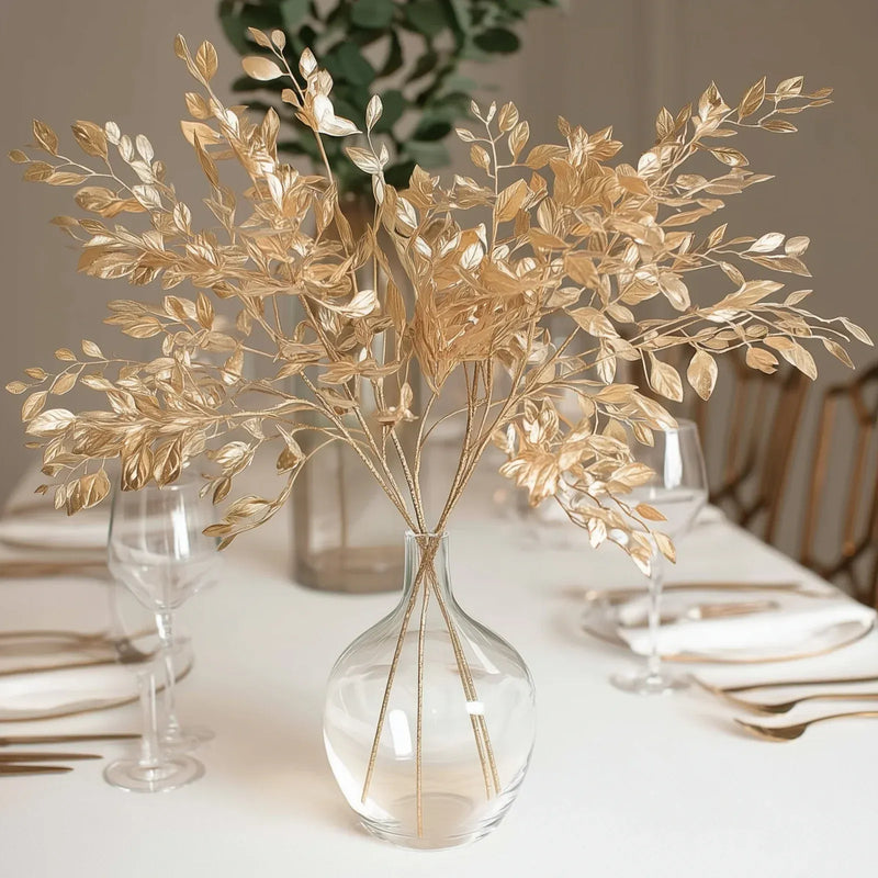 4 Metallic Artificial Italian Ruscus Branches - Gold ARTI_METLIC31_33_GOLD