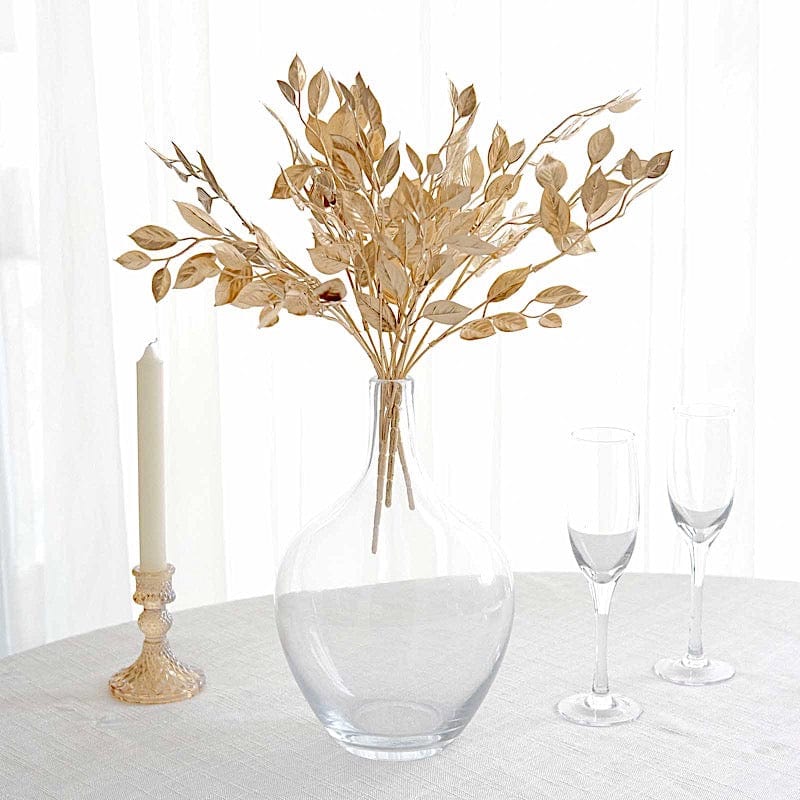4 Metallic Artificial Italian Ruscus Leaves Branches - Gold ARTI_METLIC31_GOLD