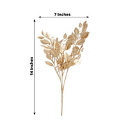 4 Metallic Artificial Italian Ruscus Leaves Branches - Gold ARTI_METLIC31_GOLD