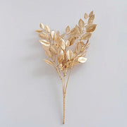 4 Metallic Artificial Italian Ruscus Leaves Branches - Gold ARTI_METLIC31_GOLD