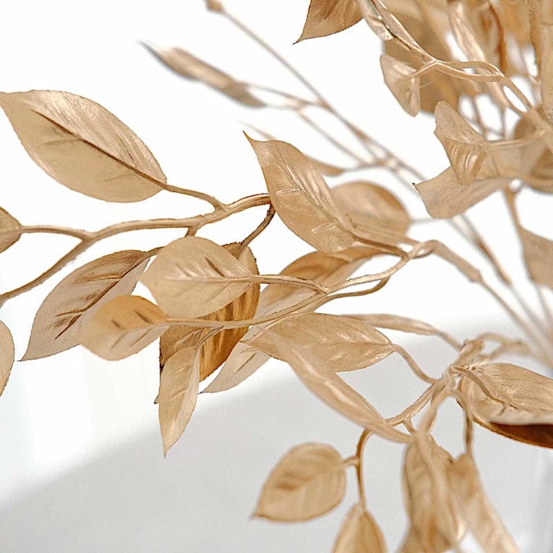 4 Metallic Artificial Italian Ruscus Leaves Branches - Gold ARTI_METLIC31_GOLD