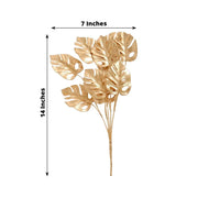 4 Metallic Artificial Monstera Leaves Bushes - Gold ARTI_METLIC30_GOLD
