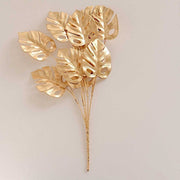 4 Metallic Artificial Monstera Leaves Bushes - Gold ARTI_METLIC30_GOLD