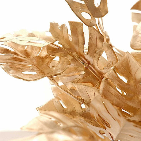 4 Metallic Artificial Monstera Leaves Bushes - Gold ARTI_METLIC30_GOLD
