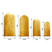 4 Metallic Fitted Spandex Round Top Wedding Arch Backdrop Stand Covers Set