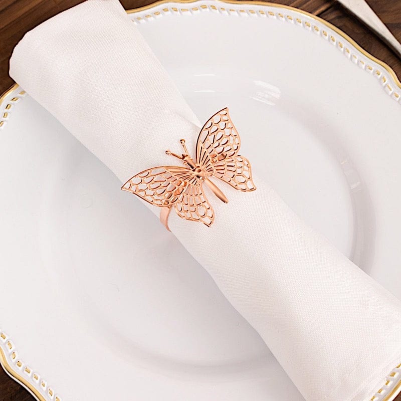 4 Metallic Laser Cut Butterfly Napkin Rings