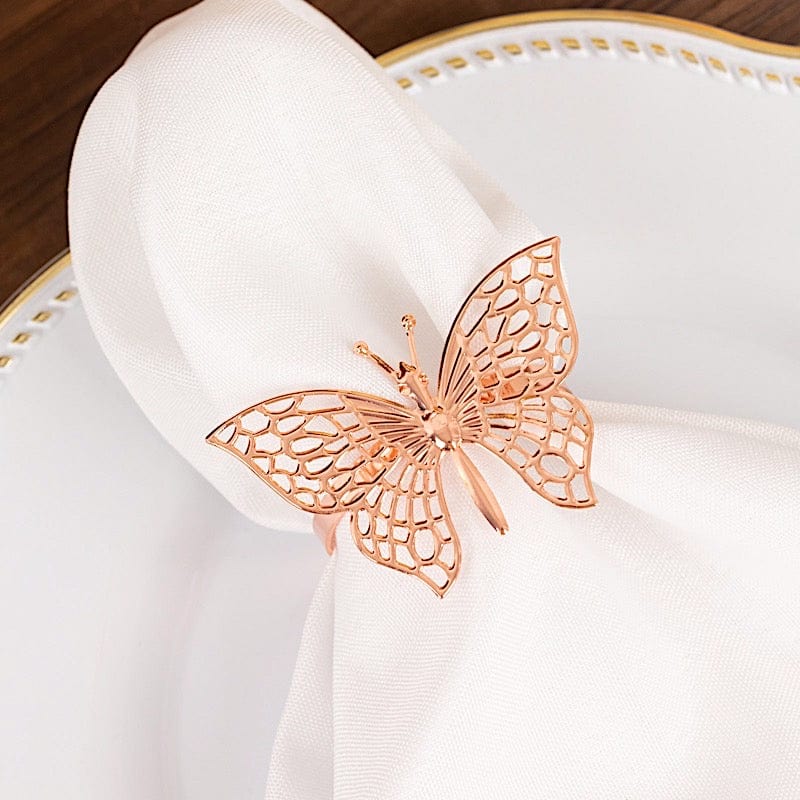 4 Metallic Laser Cut Butterfly Napkin Rings