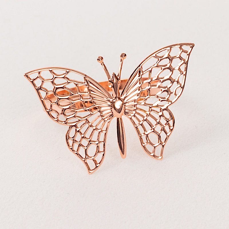 4 Metallic Laser Cut Butterfly Napkin Rings