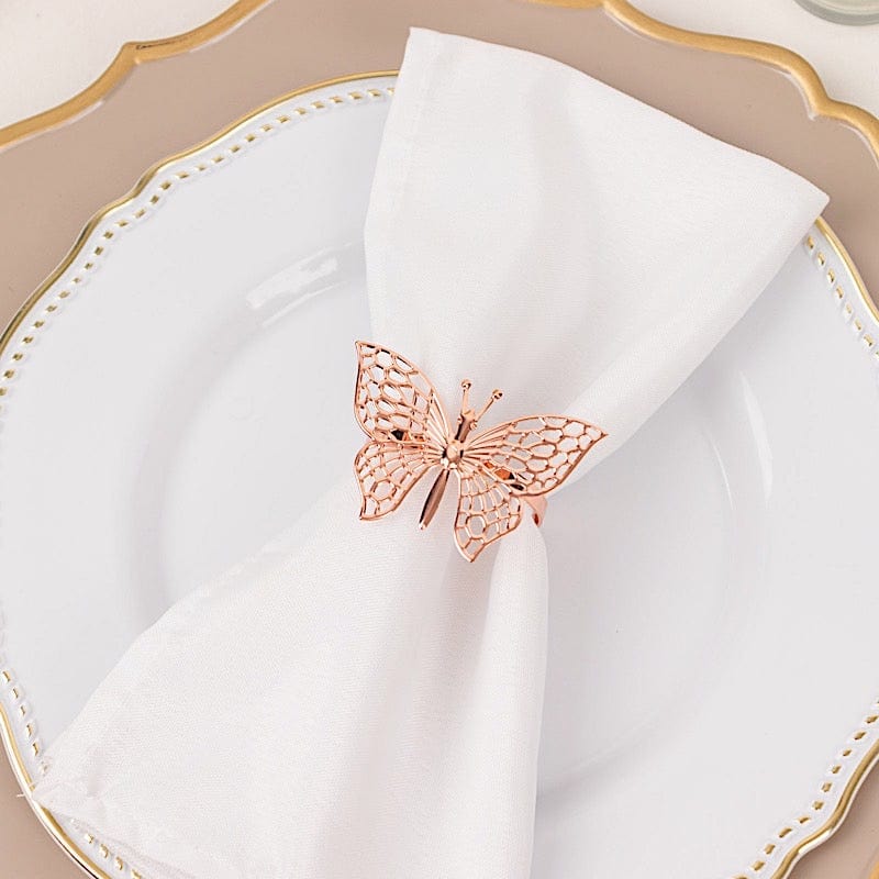 4 Metallic Laser Cut Butterfly Napkin Rings