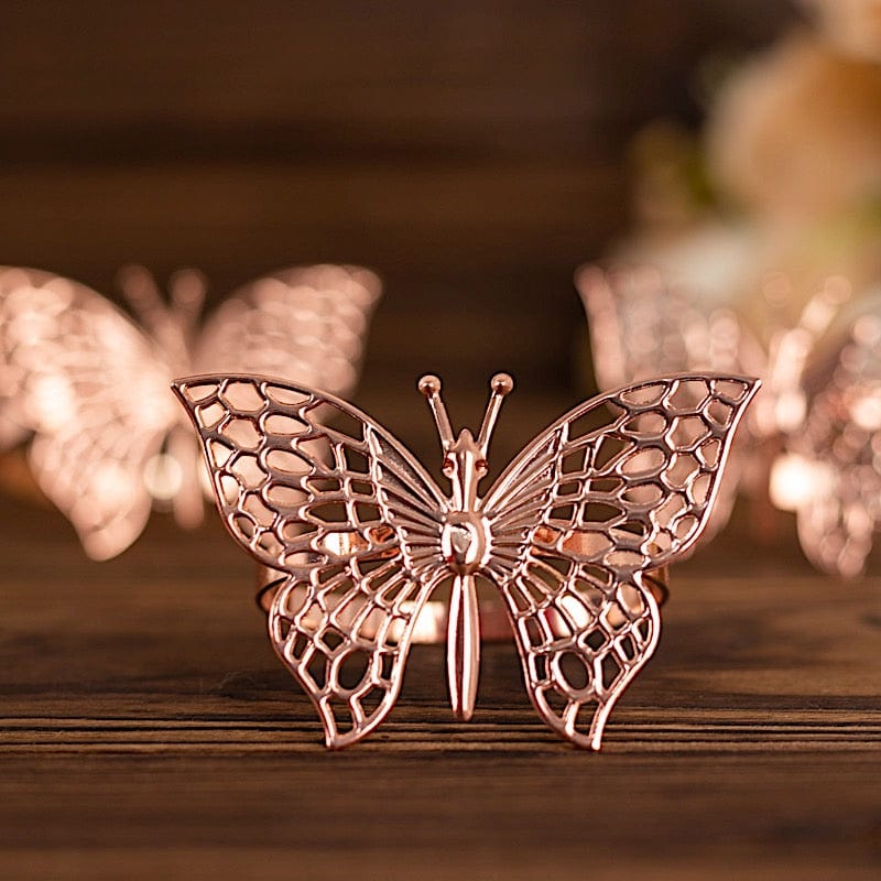 4 Metallic Laser Cut Butterfly Napkin Rings