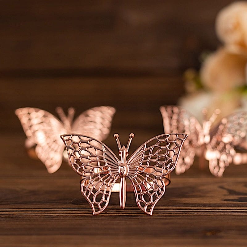 4 Metallic Laser Cut Butterfly Napkin Rings