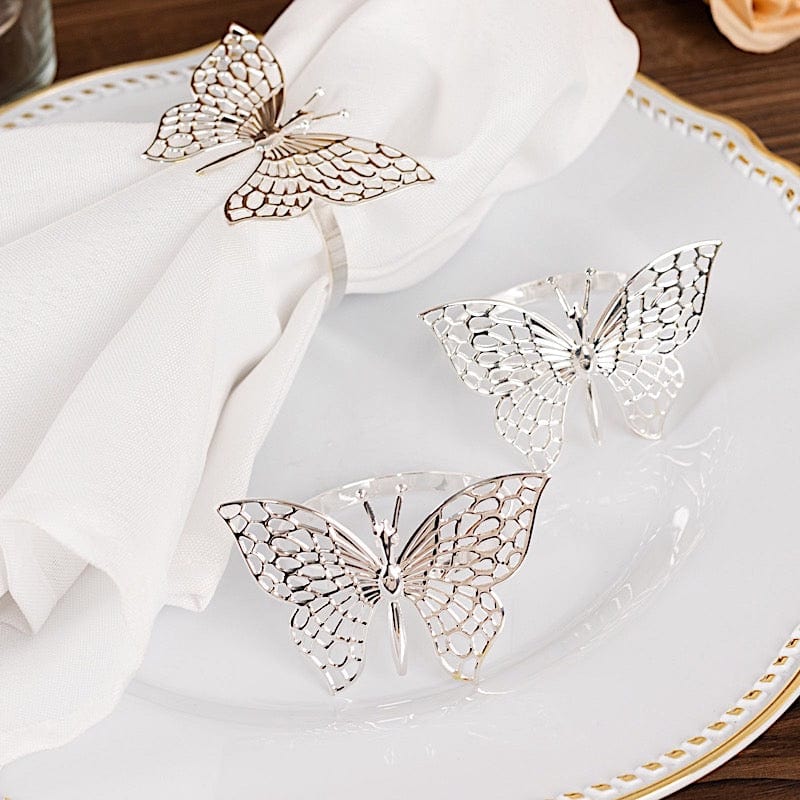 4 Metallic Laser Cut Butterfly Napkin Rings