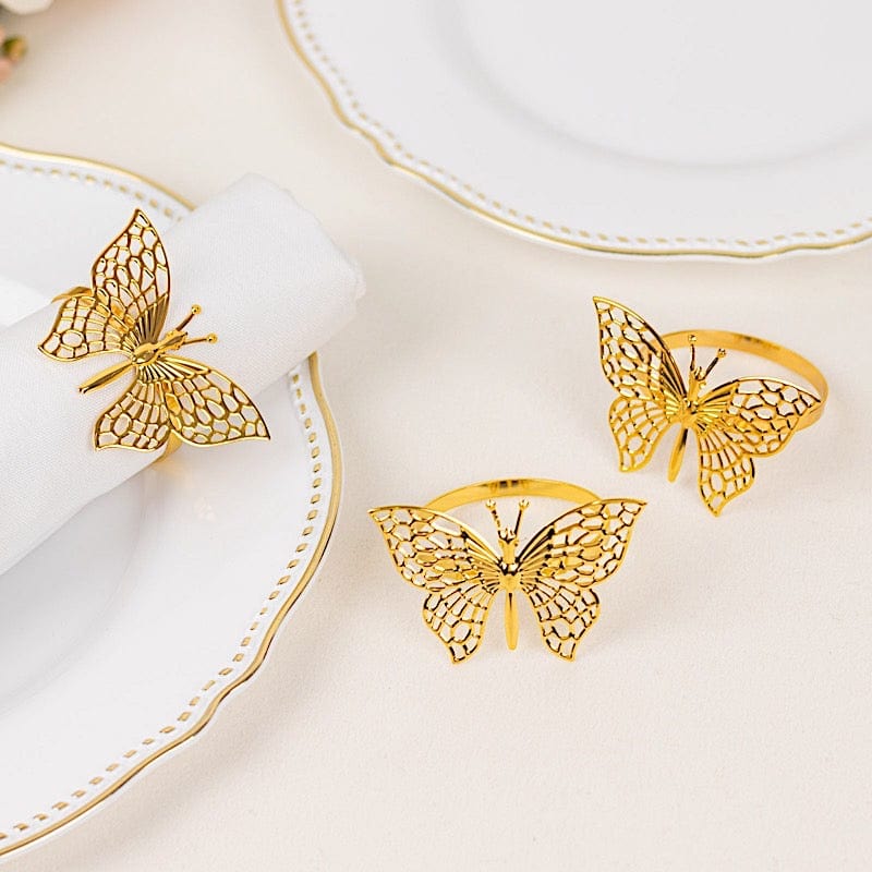 4 Metallic Laser Cut Butterfly Napkin Rings