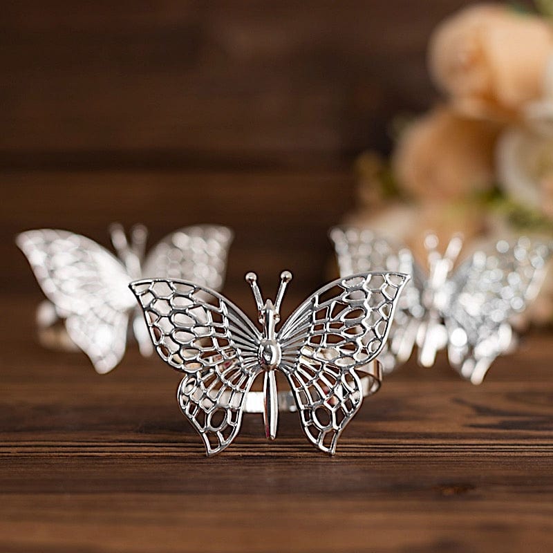 4 Metallic Laser Cut Butterfly Napkin Rings