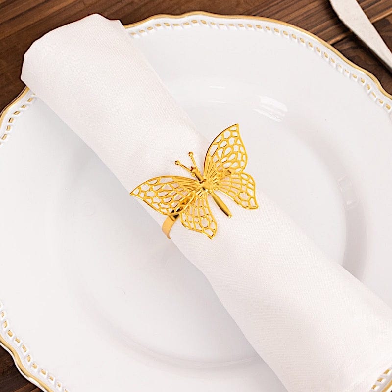 4 Metallic Laser Cut Butterfly Napkin Rings