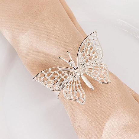 4 Metallic Laser Cut Butterfly Napkin Rings