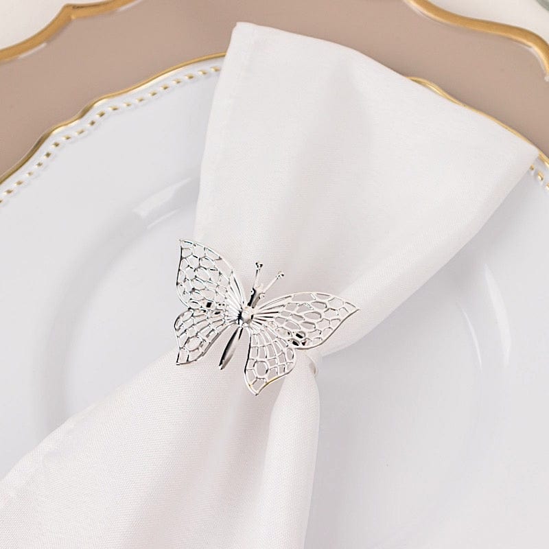 4 Metallic Laser Cut Butterfly Napkin Rings