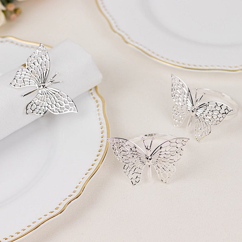 4 Metallic Laser Cut Butterfly Napkin Rings