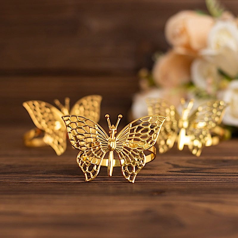 4 Metallic Laser Cut Butterfly Napkin Rings